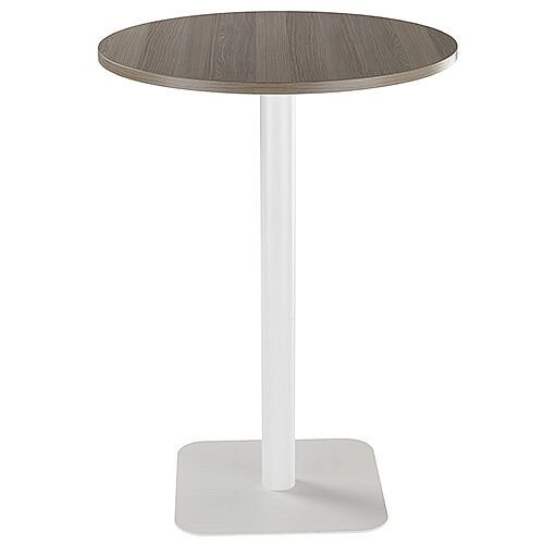 ONE Circular High Cafe &Bistro Table Dark Walnut With White Square Base W800xD800xH1105mm ONE Circular High Cafe &Bistro Table Dark Walnut With White Square Base W800xD800xH1105mm