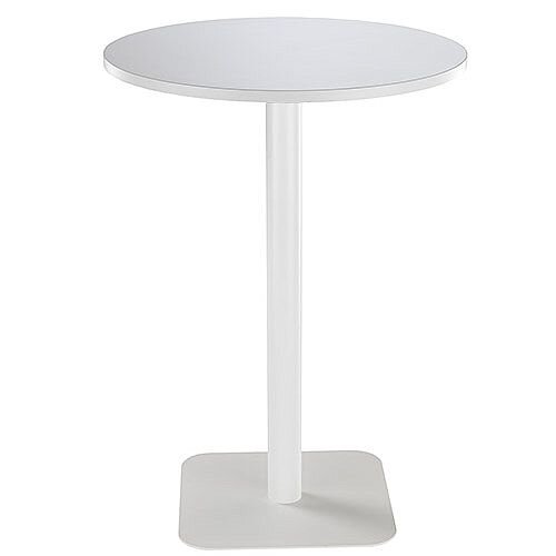 ONE Circular High Cafe &Bistro Table White With White Square Base W800xD800xH1105mm ONE Circular High Cafe &Bistro Table White With White Square Base W800xD800xH1105mm