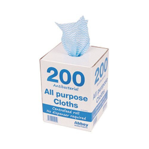 Blue Antibacterial Cloths on a Roll 220 x 370mm Pack of 200 100247BU Blue Antibacterial Cloths on a Roll 220 x 370mm Pack of 200 100247BU