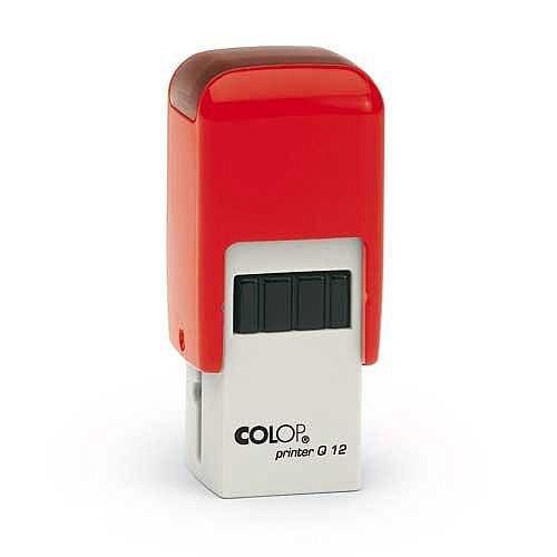 COLOP Printer Q 12 square custom text Pre-Inked Rubber Stamp Black Ink Red Handle