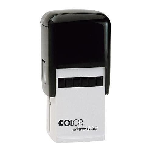 COLOP Printer Q 30 square custom text Pre-Inked Rubber Stamp Black Ink Black Handle COLOP Printer Q 30 square custom text Pre-Inked Rubber Stamp Black Ink Black Handle