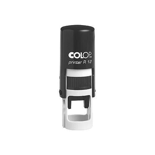 COLOP Printer R 12 Round Text Pre-Inked Rubber Stamp Black Ink Black Handle COLOP Printer R 12 Round Text Pre-Inked Rubber Stamp Black Ink Black Handle