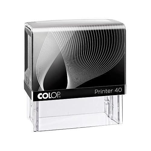 COLOP Printer 40 Custom Text Pre-Inked Rubber Stamp Black Ink Black Handle - COLOP self-inking plastics stamp - rectangular - 23 x 59 mm for 6 lines - reliable and comfortable use COLOP Printer 40 Custom Text Pre-Inked Rubber Stamp Black Ink Black Handle - COLOP self-inking plastics stamp - rectangular - 23 x 59 mm for 6 lines - reliable and comfortable use