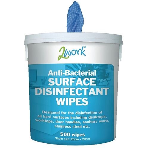 2Work Disinfectant Surface Wipes Buckcet of 500 Cleaning Wipes (Pack of 1) EBSD500 VECO500 2Work Disinfectant Surface Wipes Buckcet of 500 Cleaning Wipes (Pack of 1) EBSD500 VECO500