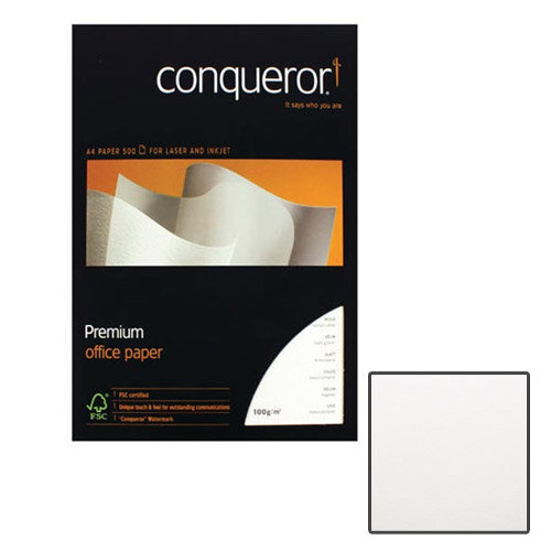 Conqueror Wove Smooth Texture Brilliant White Premium Paper A4 100gsm 500 Sheets