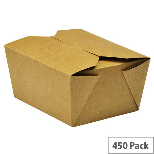 No.1 Disposable Brown Kraft Food Cartons 700ml 11x9x6.5cm Pack of 450