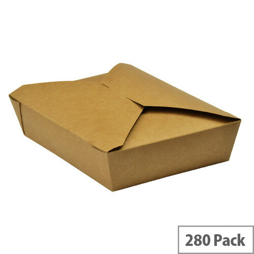 No. 2 Disposable Brown Kraft Food Cartons 1500ml 19.5x14x5cm Pack of 280 No. 2 Disposable Brown Kraft Food Cartons 1500ml 19.5x14x5cm Pack of 280