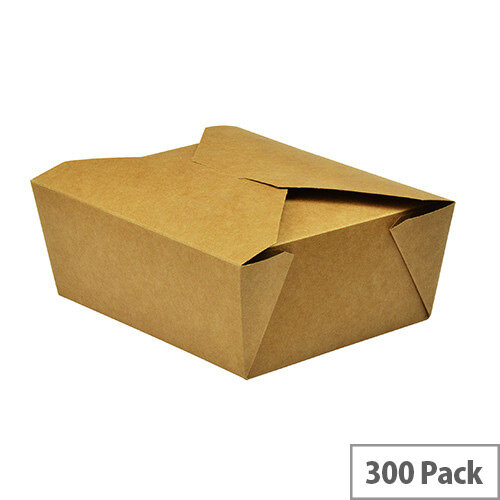 No. 8 Disposable Brown Kraft Food Cartons 1300ml 15x12x6.5cm Pack of 300