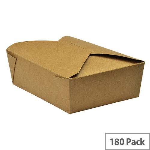 No. 3 Disposable Brown Kraft Food Cartons 1800ml 19.5x14x6.5cm Pack of 180