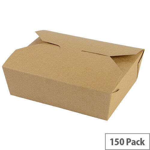No. 5 Disposable Brown Kraft Food Cartons 1050ml 15.2x12.1x5cm Pack of 150 No. 5 Disposable Brown Kraft Food Cartons 1050ml 15.2x12.1x5cm Pack of 150