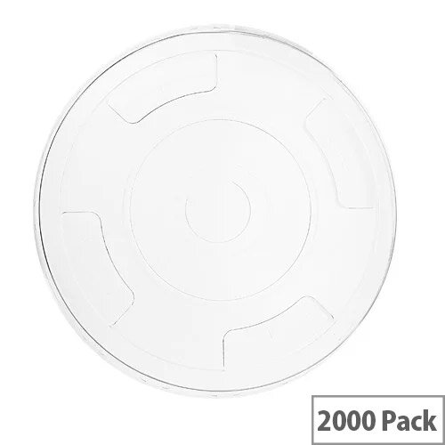 Compostable PLA 96mm Flat Lids With Straw-Slot For 96mm Cups Pack of 2000 