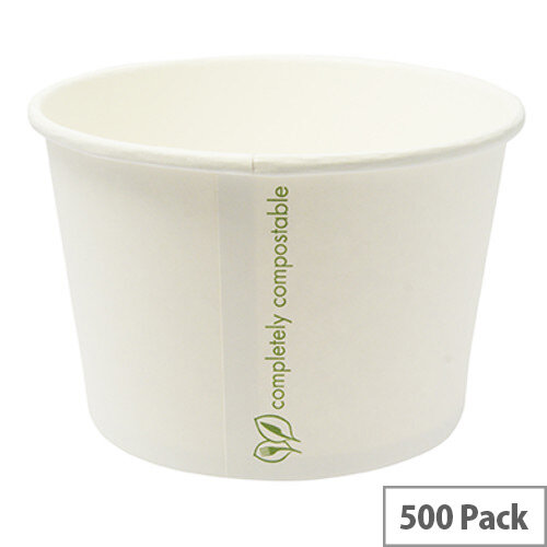 Compostable 16oz/450ml Disposable Containers Hot or Cold Treats Ice Creams Soups Pack of 500