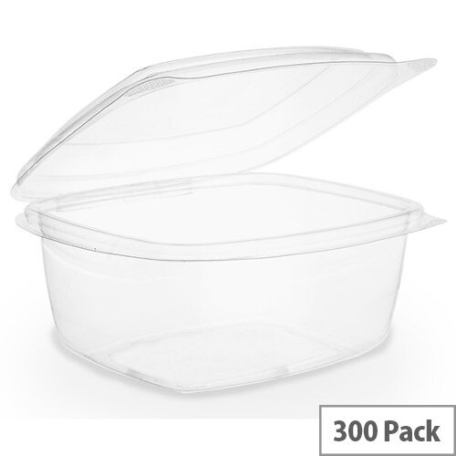 Compostable PLA 16oz Disposable Hinged Lid Deli Container Clear Pack of 300