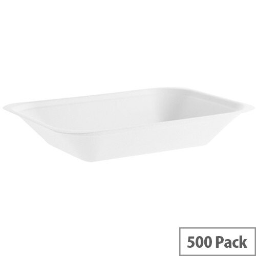 Compostable Medium Size 7.1inch x 8inch 350ml Bagasse Disposable Chip Trays Pack of 500