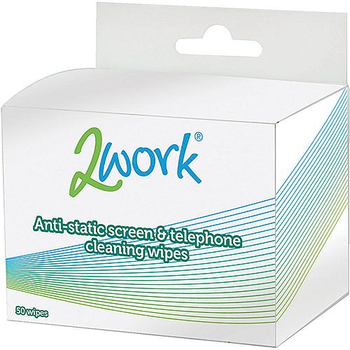 2Work Anti-Static Screen and Telephone Wipes Pack of 50 DB50342 2Work Anti-Static Screen and Telephone Wipes Pack of 50 DB50342
