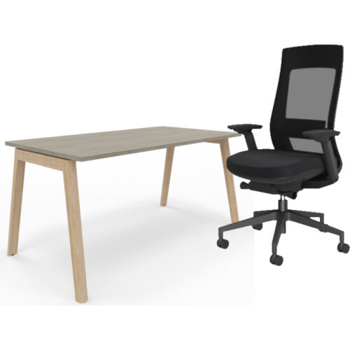 Nova Wood Home Office Desk & X.22 Posture Office Chair with Unique Mesh