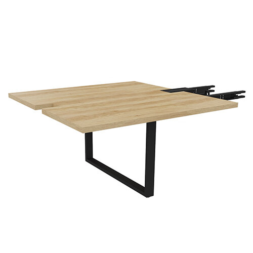 Prestige Central Extension For Prestige Meeting Table Seats 4 People 1400x1400x735mm - Nebraska Top And A Metal Arch Ribbon Black Leg