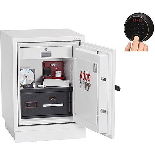 Phoenix Datacombi DS2501F Size 1 Data Safe with Fingerprint Lock White 63L 90min Fire Protection