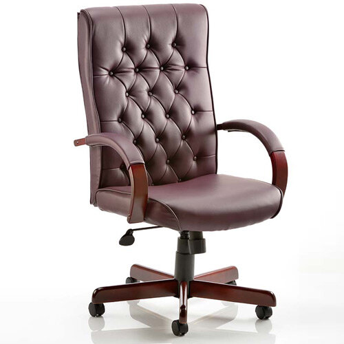 Chesterfield Executive Office Chair Burgundy Leather With Arms Chesterfield Executive Office Chair Burgundy Leather With Arms