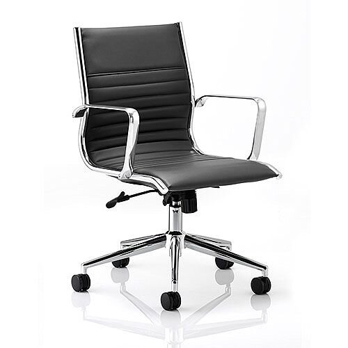 Ritz Executive Office Chair Black Bonded Leather Medium Back With Arms Ritz Executive Office Chair Black Bonded Leather Medium Back With Arms