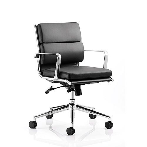Savoy Executive Office Chair Black Bonded Leather Medium Back With Arms Savoy Executive Office Chair Black Bonded Leather Medium Back With Arms
