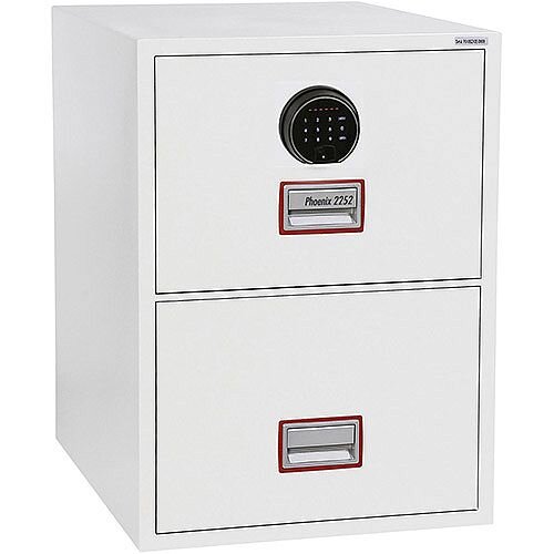 Phoenix World Class Vertical Fire File FS2252F 2 Drawer Filing Cabinet with Fingerprint Lock White Phoenix World Class Vertical Fire File FS2252F 2 Drawer Filing Cabinet with Fingerprint Lock White