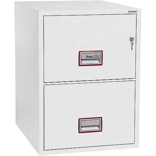 Phoenix World Class Vertical Fire File FS2252K 2 Drawer Filing Cabinet with Key Lock White