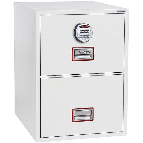 Phoenix World Class Vertical Fire File FS2262E 2 Drawer Filing Cabinet with Electronic Lock White Phoenix World Class Vertical Fire File FS2262E 2 Drawer Filing Cabinet with Electronic Lock White