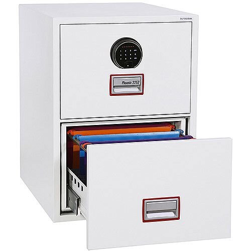 Phoenix World Class Vertical Fire File FS2262F 2 Drawer Filing Cabinet with Fingerprint Lock White