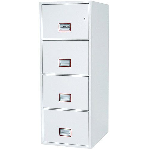 Phoenix World Class Vertical Fire File FS2264K 4 Drawer Filing Cabinet with Key Lock White