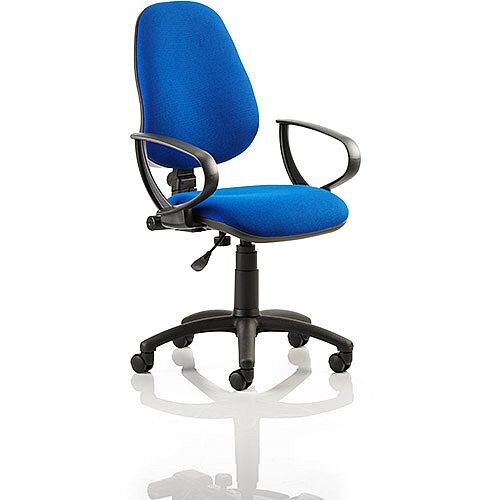 Eclipse I Task Operator Office Chair With Fixed Loop Arms Blue - Weight Capacity: 120kg - Usage: 8 hours a day