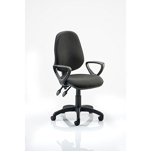 Eclipse II Lever Task Operator Office Chair With Fixed Loop Arms Black - Weight Capacity: 120kg - Usage: 8 hours a day