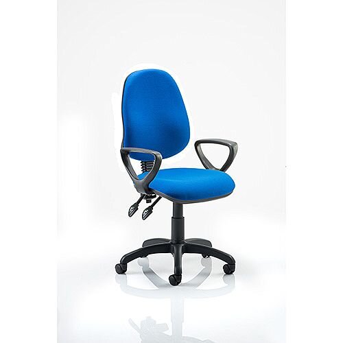 Eclipse II Lever Task Operator Office Chair With Fixed Loop Arms Blue - Weight Capacity: 120kg - Usage: 8 hours a day