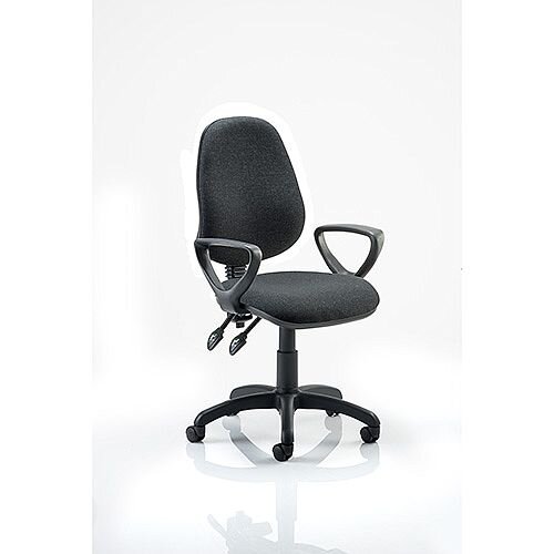 Eclipse II Lever Task Operator Office Chair With Fixed Loop Arms Charcoal - Weight Capacity: 120kg - Usage: 8 hours a day