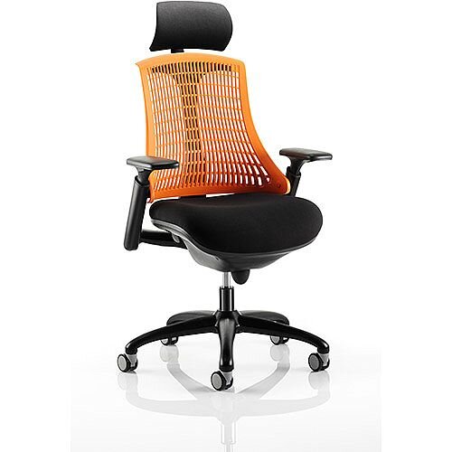 Flex Task Operator Office Chair Black Frame With Black Fabric Seat Orange Back With Arms &Headrest Flex Task Operator Office Chair Black Frame With Black Fabric Seat Orange Back With Arms &Headrest