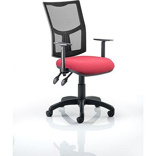 Eclipse II Lever Task Operator Office Chair Mesh Back With Wine Seat & Height Adjustable Arms