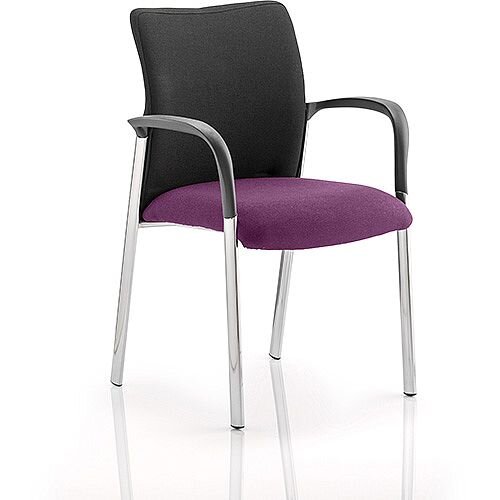 Academy Boardroom & Visitor Chair With Arms Black Fabric Back Purple Seat