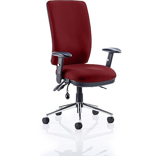 Chiro 24 Hour Task Operator Chair - High Back - Height Adjustable - Folding Arms - Ginsaeng Chilli - Adjustable Pump Up Lumbar - Weight Tolerance 150kg