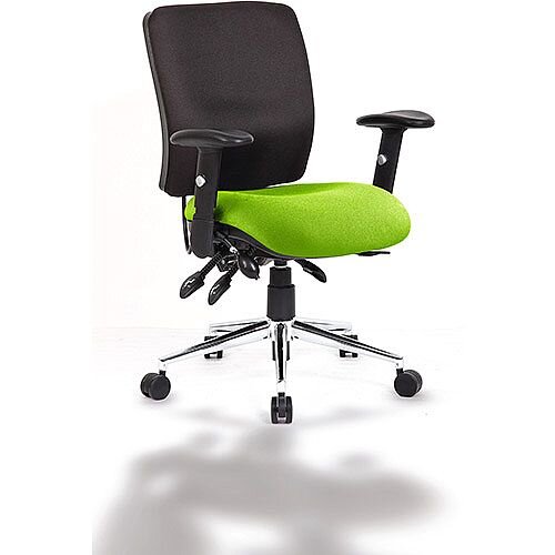 Chiro Medium Back Task Operator Office Chair Black Back &Swizzle Green Seat Chiro Medium Back Task Operator Office Chair Black Back &Swizzle Green Seat