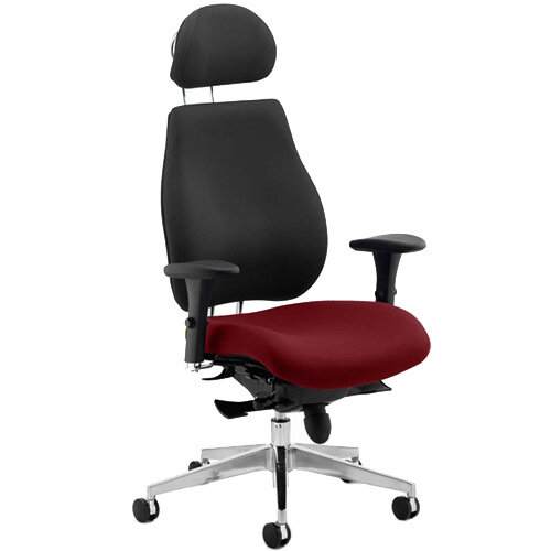 Chiro Plus Ultimate High Back Ergonomic Posture Office Chair With Headrest Black Back & Chilli Red Seat