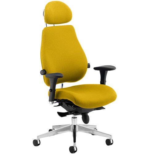 Chiro Plus Ultimate High Back Ergonomic Posture Office Chair With Headrest Sunset Yellow