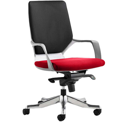 Xenon Executive Office Chair White Frame Medium Back Black & Cherry Red Seat