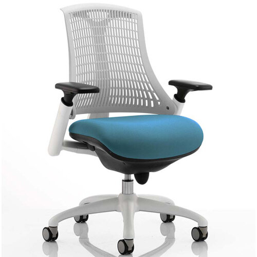Flex Task Operator Office Chair White Frame White Back Kingfisher Green Seat