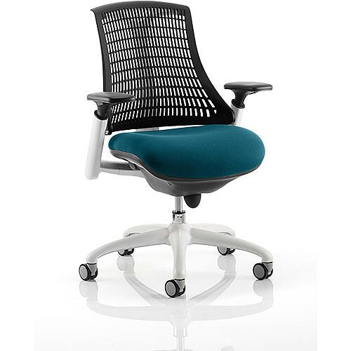 Flex Task Operator Office Chair White Frame Black Back Kingfisher Green Seat Flex Task Operator Office Chair White Frame Black Back Kingfisher Green Seat