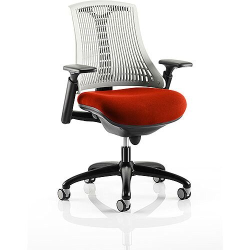 Flex Task Operator Office Chair Black Frame White Back Pimento Rustic Orange Seat