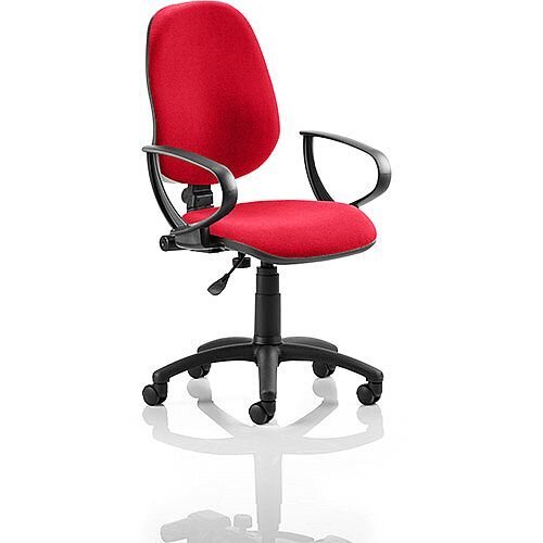 Eclipse I Task Operator Office Chair With Fixed Loop Arms Cherry Red - Weight Capacity: 120kg - Usage: 8 hours a day