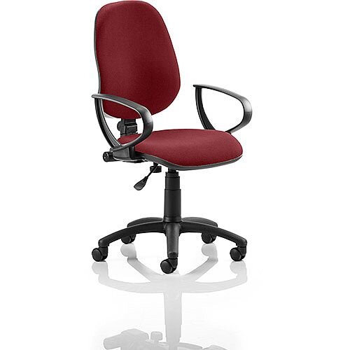 Eclipse I Task Operator Office Chair With Fixed Loop Arms Chilli Red - Weight Capacity: 120kg - Usage: 8 hours a day