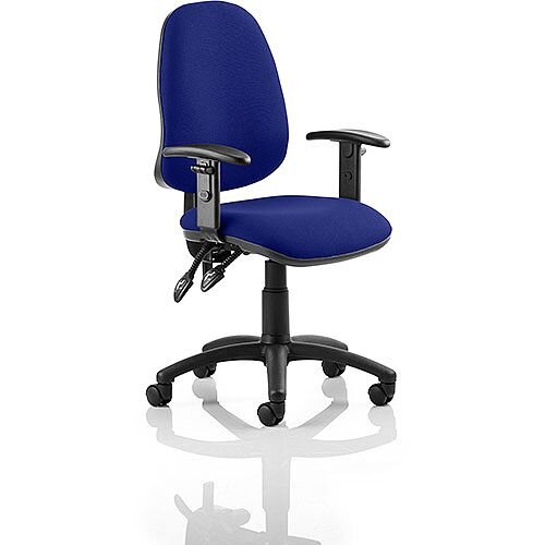 Eclipse II Lever Task Operator Office Chair With Height Adjustable Arms Serene Blue - Weight Capacity: 120kg - Usage: 8 hours a day