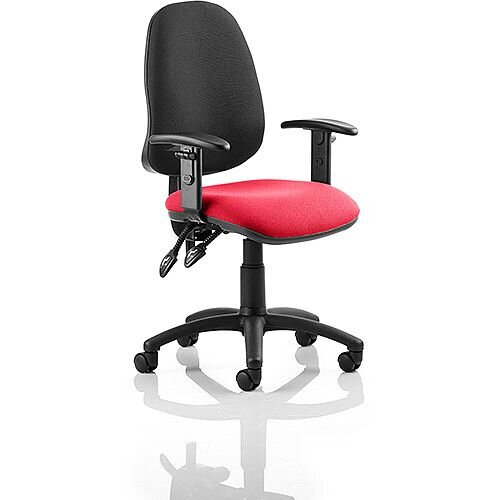 Eclipse II Lever Task Operator Office Chair With Height Adjustable Arms Black Back Cherry Red Seat