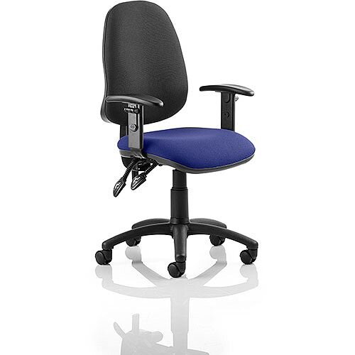 Eclipse II Lever Task Operator Office Chair With Height Adjustable Arms Black Back Serene Blue Seat